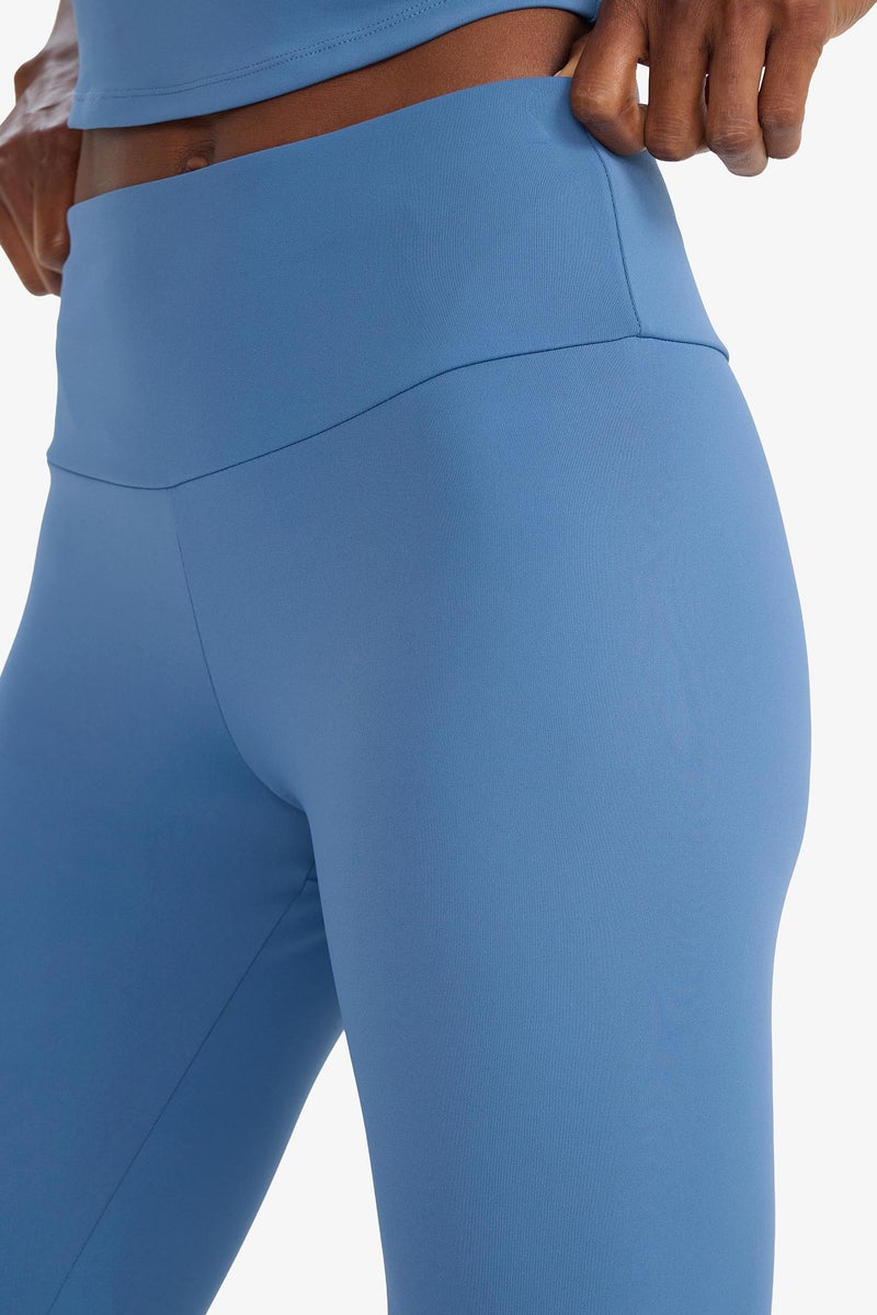 DeFacto Blue Woman High Waist Ankle Length Printed Leggings Casual - Image 5